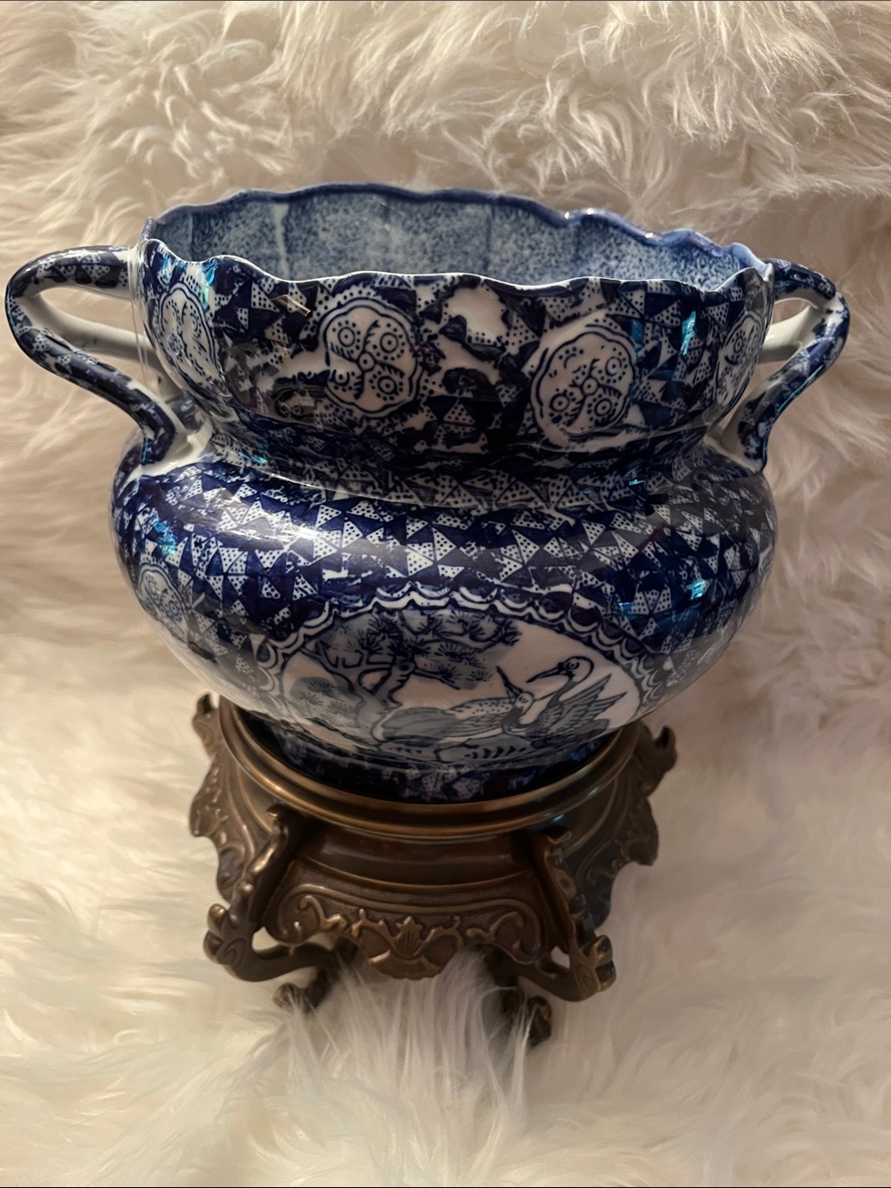 Large Planter with ornate planter Stand
